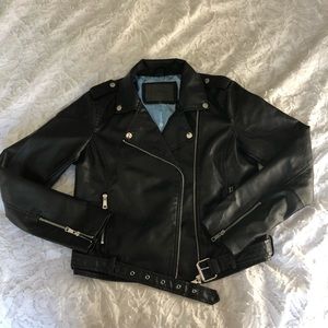 Black leather jacket.